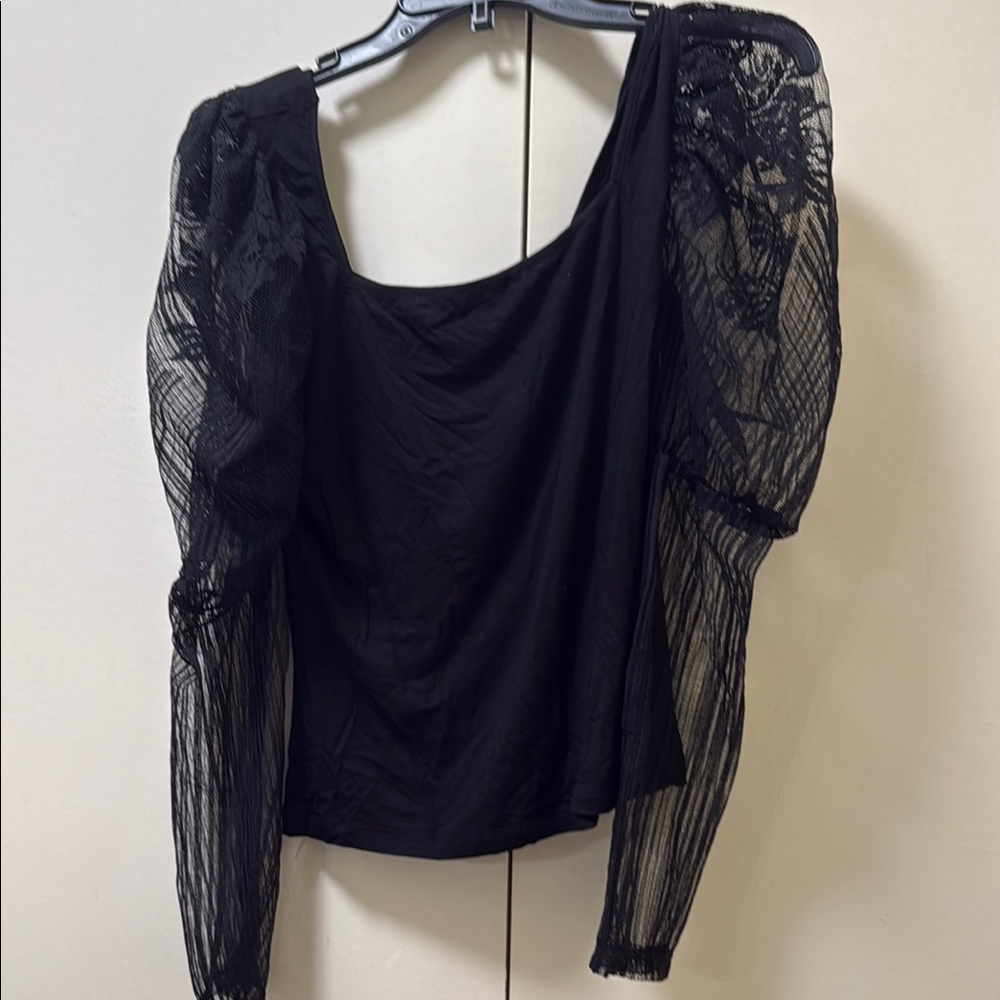 SHEIN Black Asymmetrical Ruched Long Sleeve Blouse